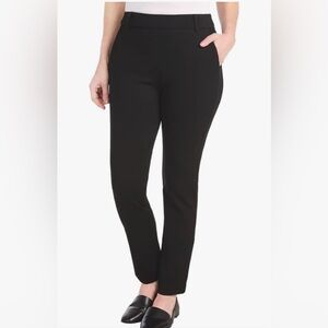 Dalia Ladies' Twill Ponte Pant with Pull-On Mid Rise Narrow Leg Size Small Black